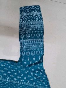 Teal Kurta with White Geometric Print