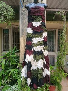 Camouflage Tiered Patchwork Couture Maxi Dress