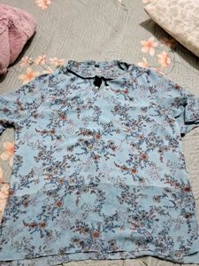 Light Blue Floral Print Top