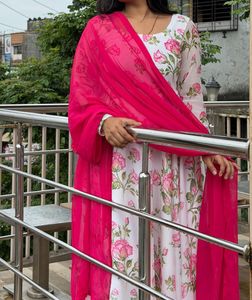 white Floral anarkali
