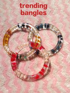 Unique Resin Bangles with Pearls