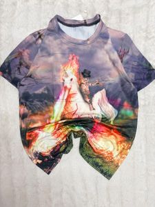 Unique Cat &amp; Unicorn Graphic T-Shirt