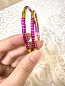 2 New Pairs | Red + Pink Gold Bangles