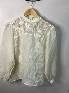Sheer Lace Detail Vintage Blouse