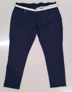Navy Blue Embellished Waist Pants