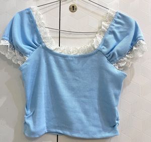 Sweet Blue Puff Sleeve Top