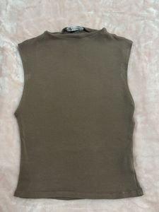 ZARA Basic Olive Green Sleeveless Top