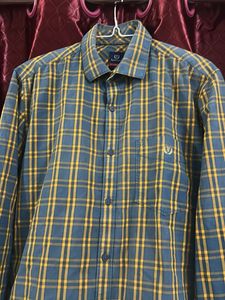 Men's Blue &amp; Yellow Plaid Casual Shirt