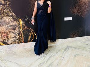 Elegant Navy Blue Georgette Saree