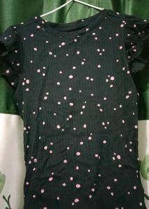 Cute Polka Dot Flutter Sleeve body fitted  Top