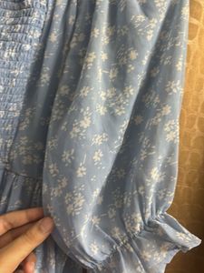 Light Blue Floral Tiered Maxi Dress