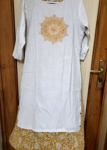 White & Gold Embroidered Kurta