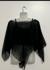 y2k Sheer Black Cape  no tank top