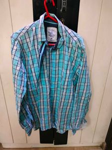 COBN Men's Blue Plaid Long Sleeve Shirt