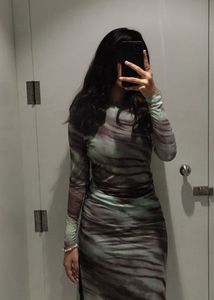 Long Sleeve Tie-Dye Midi Dress