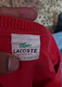Lacoste Red V-Neck Sweater