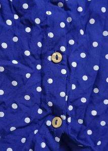 evergreen Blue Polka Dot Cold Shoulder Dress