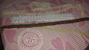 lace neck unstitched dress material patches combo