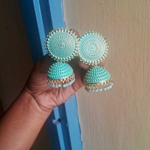 Mint Green Royal Jhumka Earrings