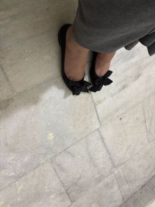 Ginger Black Bow Embellished Flats