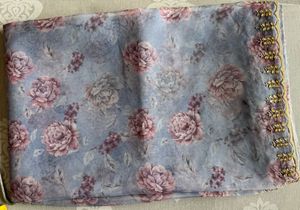 beautiful floral print organza saree with blouse
