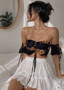 Boho Floral Print Off-Shoulder Top