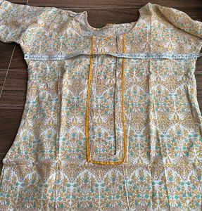 Printed Kurta with Yellow Palazzo Set