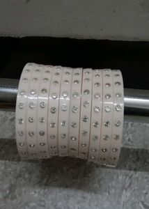 Elegant White & Stone Bangle Set