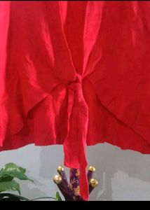 Chic Red Tie-Front Cardigan