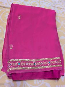 Beautiful Pink Embellished Saree