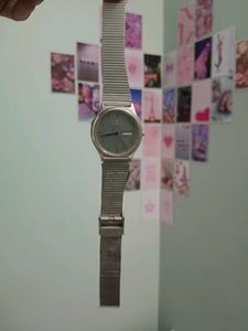 Classic Titan Silver Mesh Strap Watch