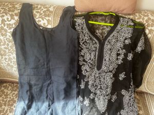 Elegant Black Chikankari Kurta Set never used
