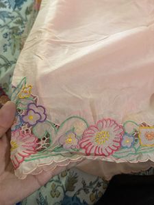 Elegant Peach Saree with Floral Embroidery