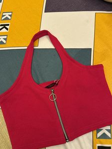 Popwings Pink Halter Neck Bralette Crop Top