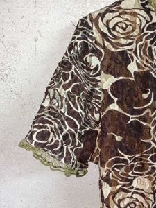 Brown Floral Print Top Layered Multicolored