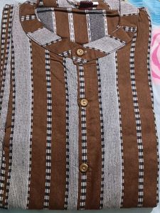 Brown Striped Kurta