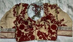 Cream Red Wedding blouse