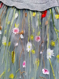 Dolce&amp;Gabbana Sparkly Grey Tulle Embroidered Dress