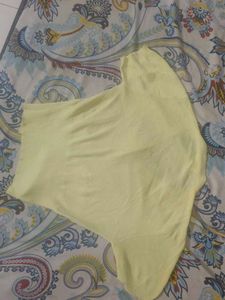 Butter Yellow Ribbed Fitted Top