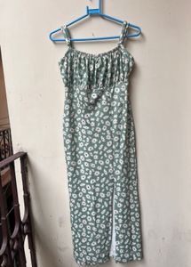 Cute Green Daisy Print Midi bodycorn dress