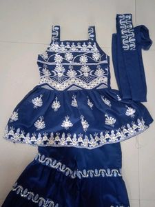 Girls' Blue Embroidered Set