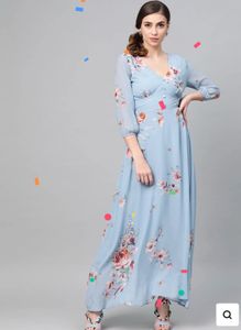 Light Blue Floral Maxi Dress