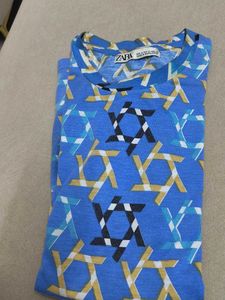 Zara Blue Star Print T-Shirt