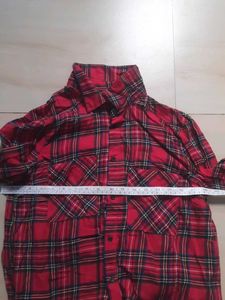 Red Plaid Button-Up Shirt