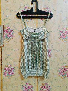 🇳🇿💫🎀Striped Chain Embellished cami Top