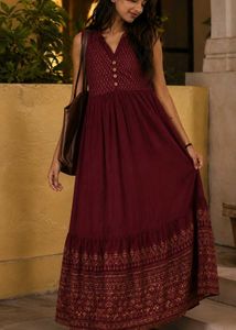 Maroon Ethnic Maxi Dress