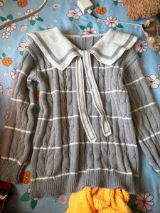Cute Grey Cable Knit Sweater