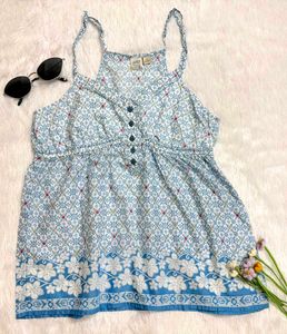 Boho Blue Floral Top