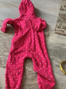 Cute Pink Polka Dot Fleece Onesie