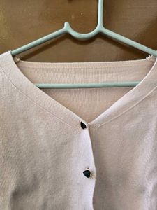 Light Pink Button-Down Knit Cardigan